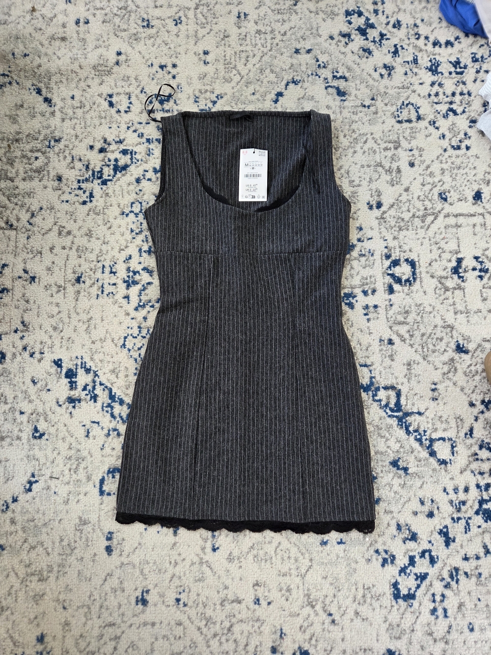 Zara Charcoal Gray Pinstripe Sleeveless Knit Dress